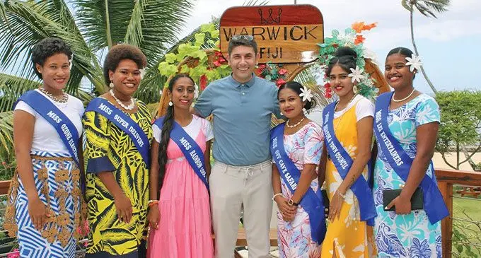General Manager Goktan Kavak Welcomes Coral Coast Carnival Contestants at Warwick Fiji.  Photo: Warwick Fiji 