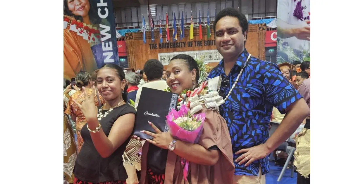 Daughter Karen Bale, Ema Daveta and husband Desmond Bale. 