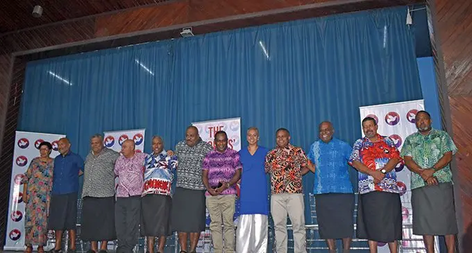 From left: New PA provisional candidates Mereseini Gaunavou Baleilevuka, Ratu Josaia Rayawa, Vatimi Rayalu, Cecil Browne, Siromi Turaga, Semi Uluiburotu Degei, Manoa Kamikamica, Liliana Pareti-Warid, Samuela Ligairi, Setareki Tagana, Felix Magnus and Ratu Tevita Momoedonu on May 9, 2022. Photo: Salote Qalubau