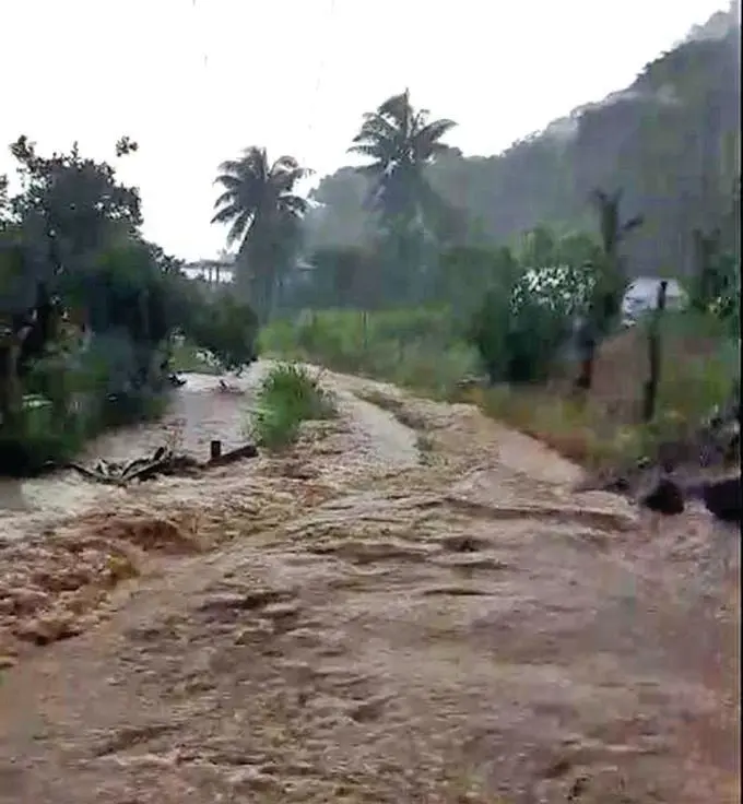 Flooded road in Lomolomo, Lautoka.  