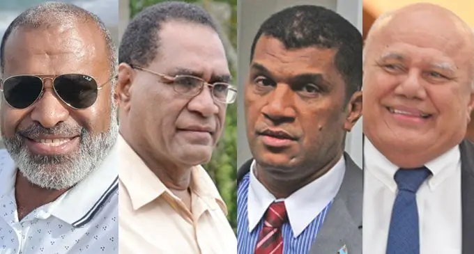 L-R: Ratu Jone Navakamocea,  Ratu Jone Navakamocea, Pio Tabaiwal, Aseri Radrodro and Viliame Gavoka