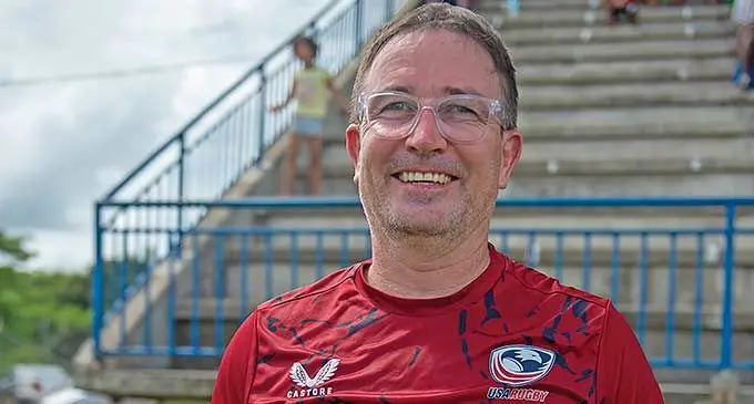 United States of America (USA) sevens head coach Mike Friday at Lawaqa Park, Sigatoka on January 20, 2024. Photo: Leon Lord
