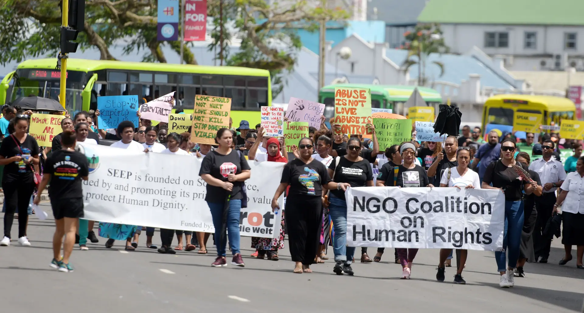 Members of non Governmental Organizations (NGO) marched through the City to Ratu Sukuna Park to mark Human Rights Day on December 10. 2020. Photo: Ronald Kumar.