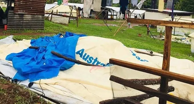 Tents were taken down because of both rain and possible flooding. 