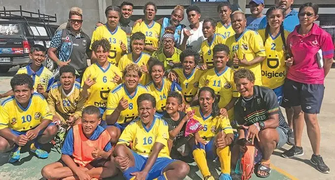 Nadroga Women’s football players with officials and supporters at Lawaqa Park, Sigatoka on March 7, 2021. Photo: Waisea Nasokia