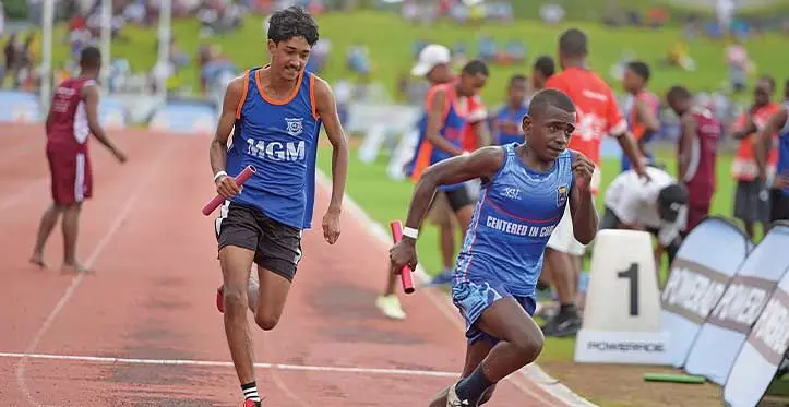 Action from the Suva Zone 1 junior boys 4x4 heats action at the HFC Bank Stadium on April 18, 2023. Photo: Ronald Kumar