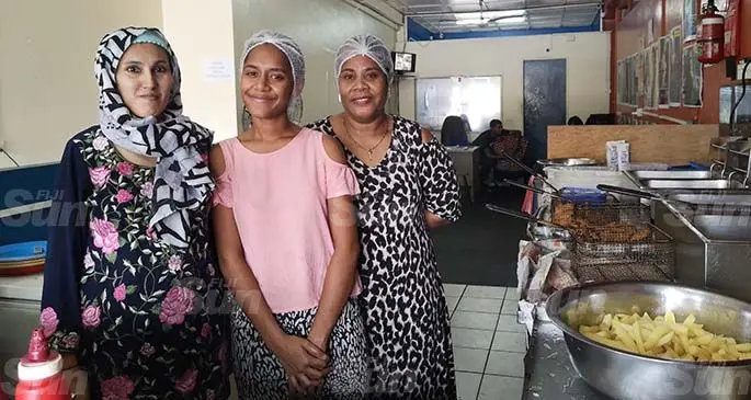 Seafood Plus staff from left: Nazia Mumtaz Ali, Ecela Kurukibulu and Ateca Salusalu. Photo: Laiseana Nasiga