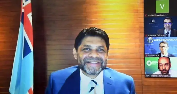 Attorney-General Aiyaz Sayed-Khaiyum chairing the virtual Small Island States Forum.