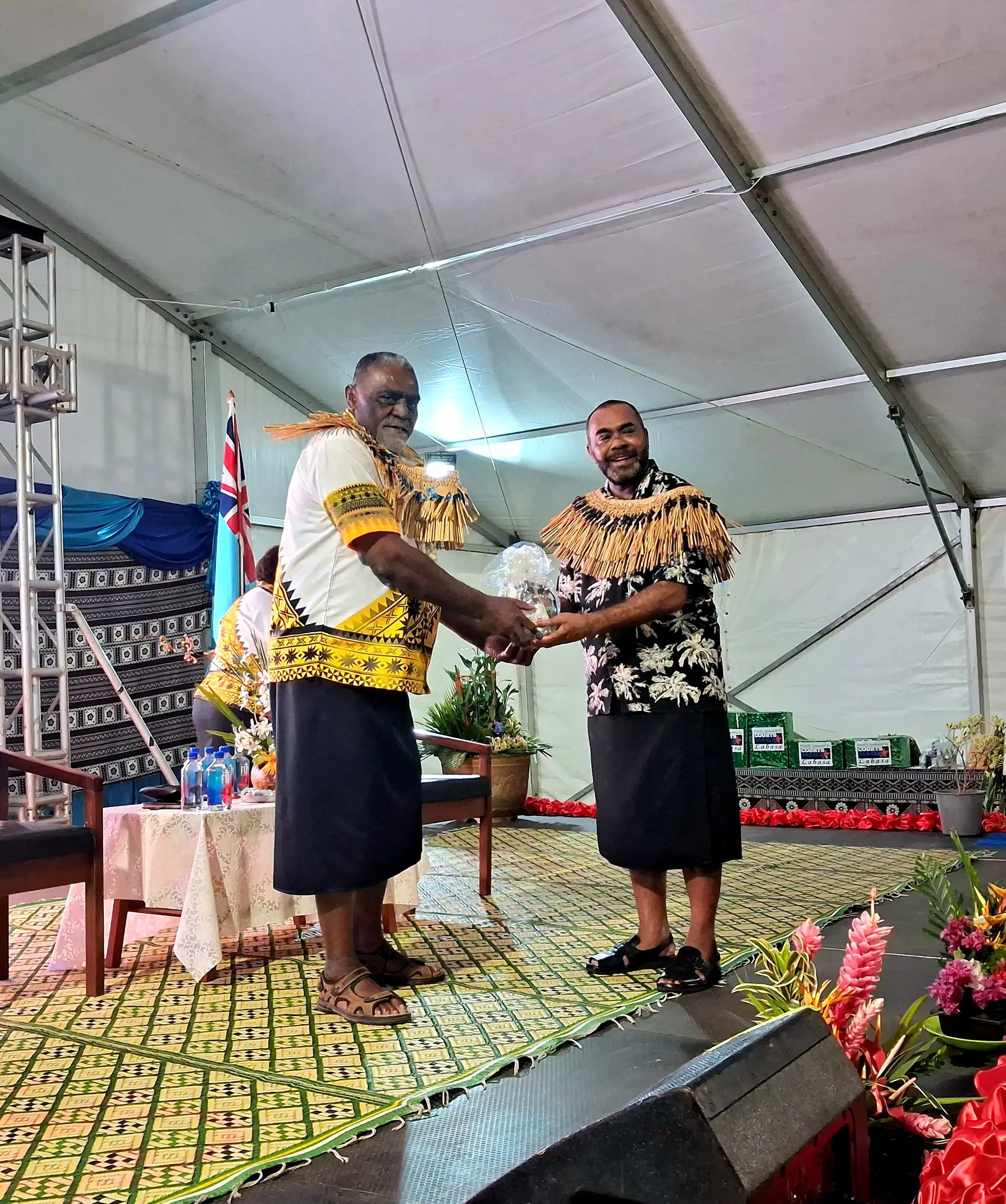  Minister for Rural and Maritime Development and Disaster Management Mosese Bulitavu (left) with Minister for Agriculture and Waterways Tomasi Tunabuna at Subrail Park in Labasa on September 17, 2026. Photo: Devisha Prakash