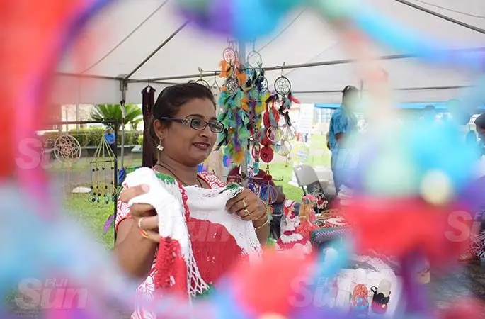 Amrita Nand 33 with some of her hand made products on sale during Open Market Day at Ratu Sukuna Park on August 7, 2020. Photo: Ronald Kumar.