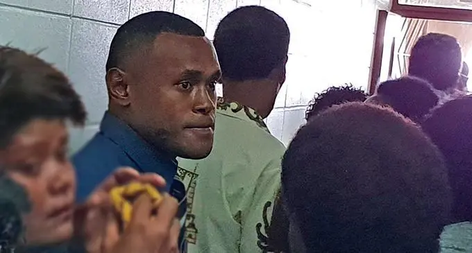 Amenoni Nasilasila (third from left) surrounded by his family at the High Court in Lautoka on October 21, 2019.   Photo: Nicolette Chambers