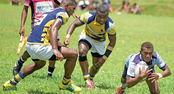 Queen Victoria School’s Jone Dukumoi falls short of the try line aganst RKS during the Under-19 Vodafone Fiji Sec- ondary Schools rugby league at Bidesi Park, Suva on March 9, 2019. Photo: Ronald Kumar