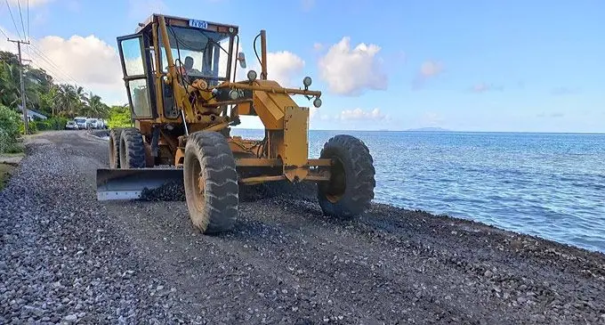 Fiji Roads Authority works on the coastal roads on the island of Ovalau. Photo: Fiji Roads  Authority FB Page.