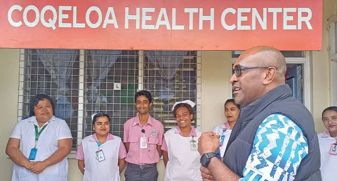 Minister for Health and Medical Services Dr Ratu Atonio Lalabalavu met with the Coqeloa Health Centre staff members in Labasa on July 26, 2024. Photo: Shratika Naidu