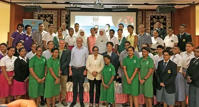 Minister for Education, Heritage and Arts Premila Kumar with students and guests during the launch of the Education Sector Plan (ESP) development programme in Suva on August 25, 2022. Photo: Wati Talebula-Nuku