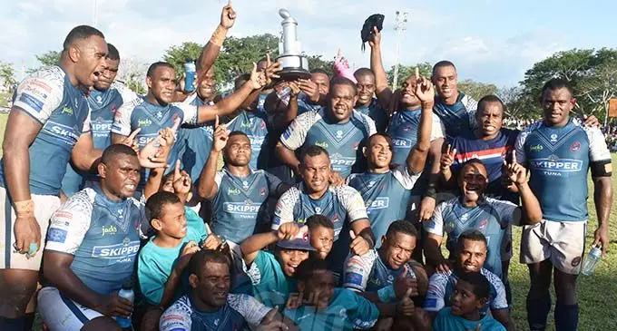 The team celebrated after defeating Tailevu 28-10 at the Farebrother Sullivan Trophy Challenge clash at the Prince Charles Park, Nadi on October 31, 2020. Photo: Waisea Nasokia 