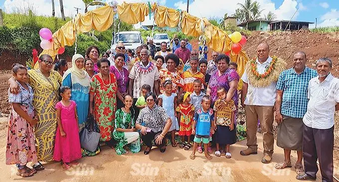 Assistant Minister for Sugar, George Vegnathan alongside Ministry official, staff from Commissioner Northern’s office and Namako residents at Valebasoga, Labasa on December 20, 2021. Photo: Sampras Anand