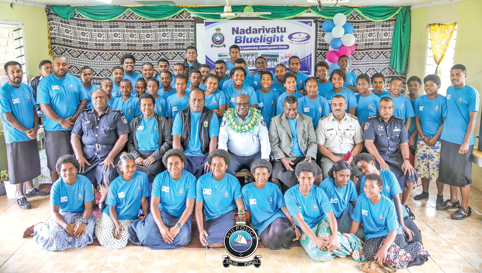 Commissioner of Police Rusiate Tudravu with participants of the Nadarivatu Bluelight Youth Leadership Development Programme