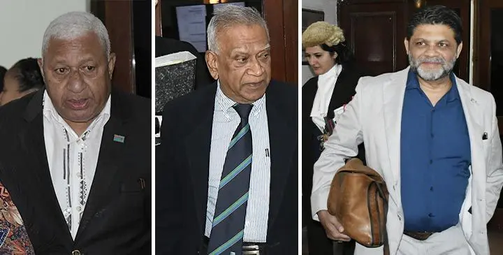 Former Prime Minister Voreqe Bainimarama, former Health Minister Neil Sharma and former Attorney-General Aiyaz Sayed-Khaiyum. Photo: Ronald Kumar