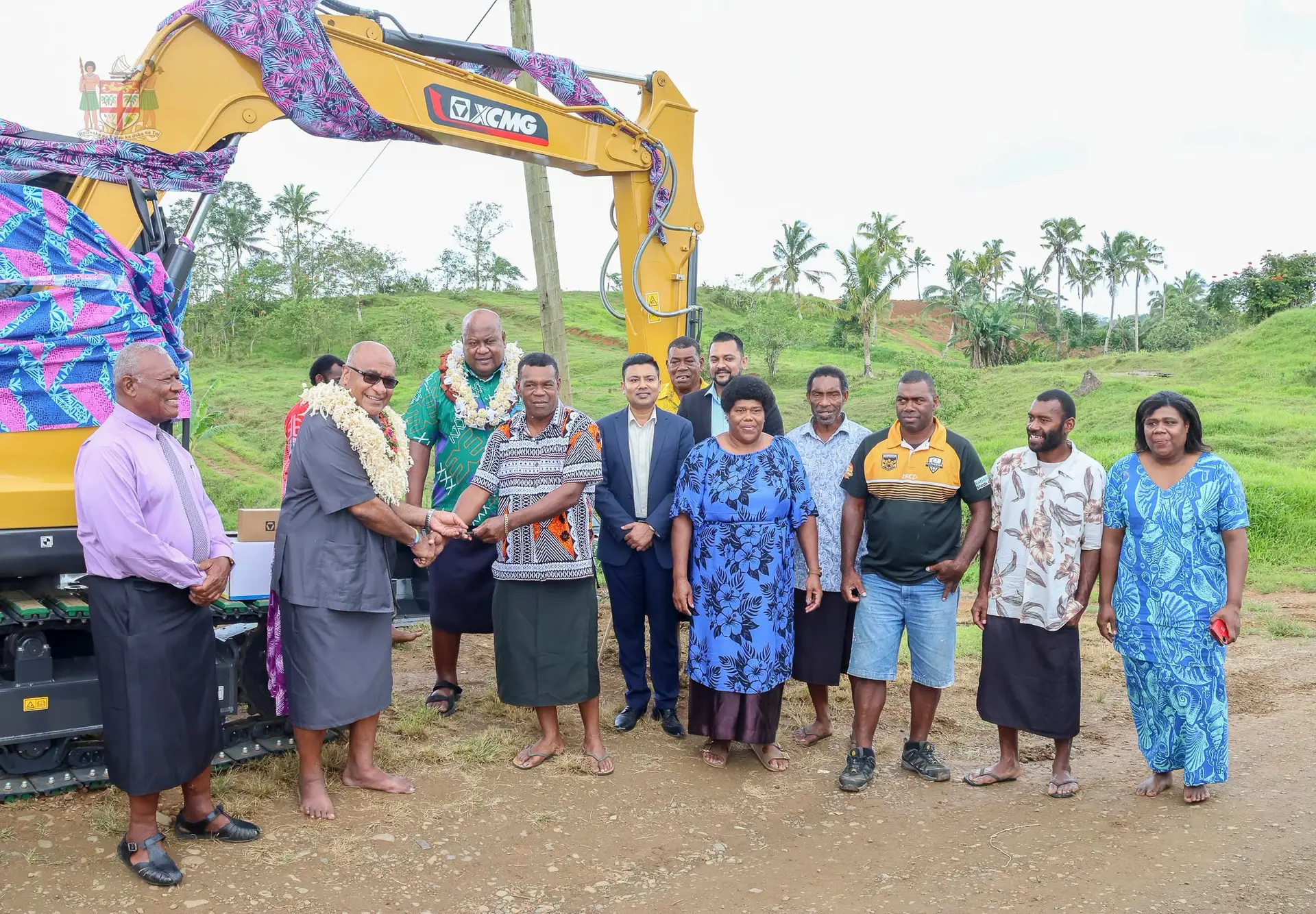 Members of the Mataqali Waimaro Navoka family in Naitasiri during the handing over ceremony of the excavator on October 16, 2026.