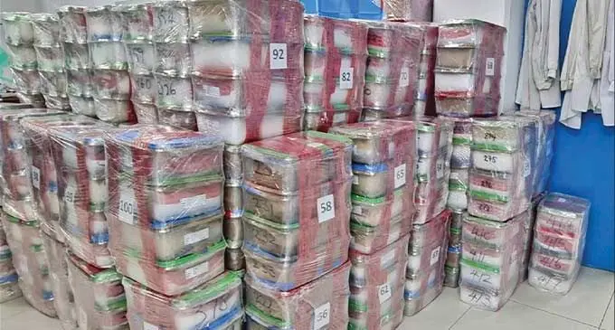 Drugs found in large containers. Photo: Mereleki Nai