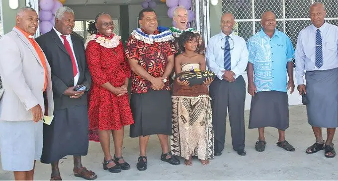 Minister for Housing and Local Government, Maciu Nalumisa (fourth from left). with guests during the opening of the Levuka Town municipal market. Photo: UN Women Pacific 