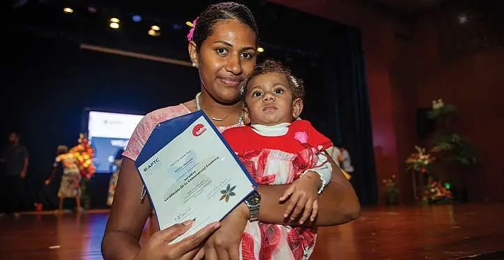Milise Jikowale with her daughter Esther Waqa 1. at the Suva Civic Centre, on September 11, 2023. Photo: Leon Lord