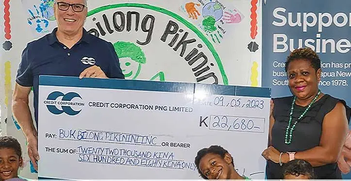 Credit Corporation (PNG) Ltd donates K22,680 (FJ$14,293.78) to Buk Bilong Pikinini (BbP). Photo: PNG Haus Bung
