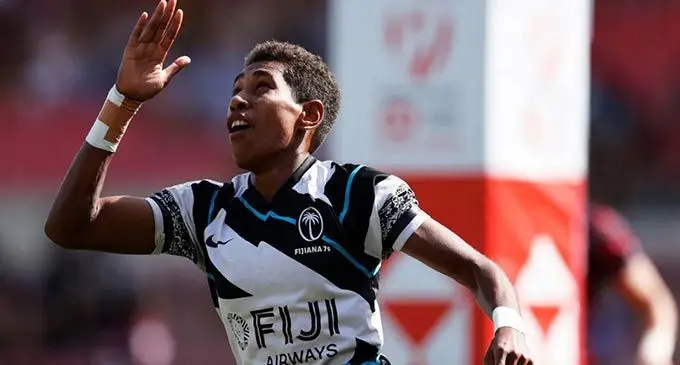 Fiji Airways Fijiana 7s halfback Reapi Ulinasau after scoring a try against USA at the Toulousain Stadium in Toulouse, France, on May 20, 2022. Photo: World Rugby.
