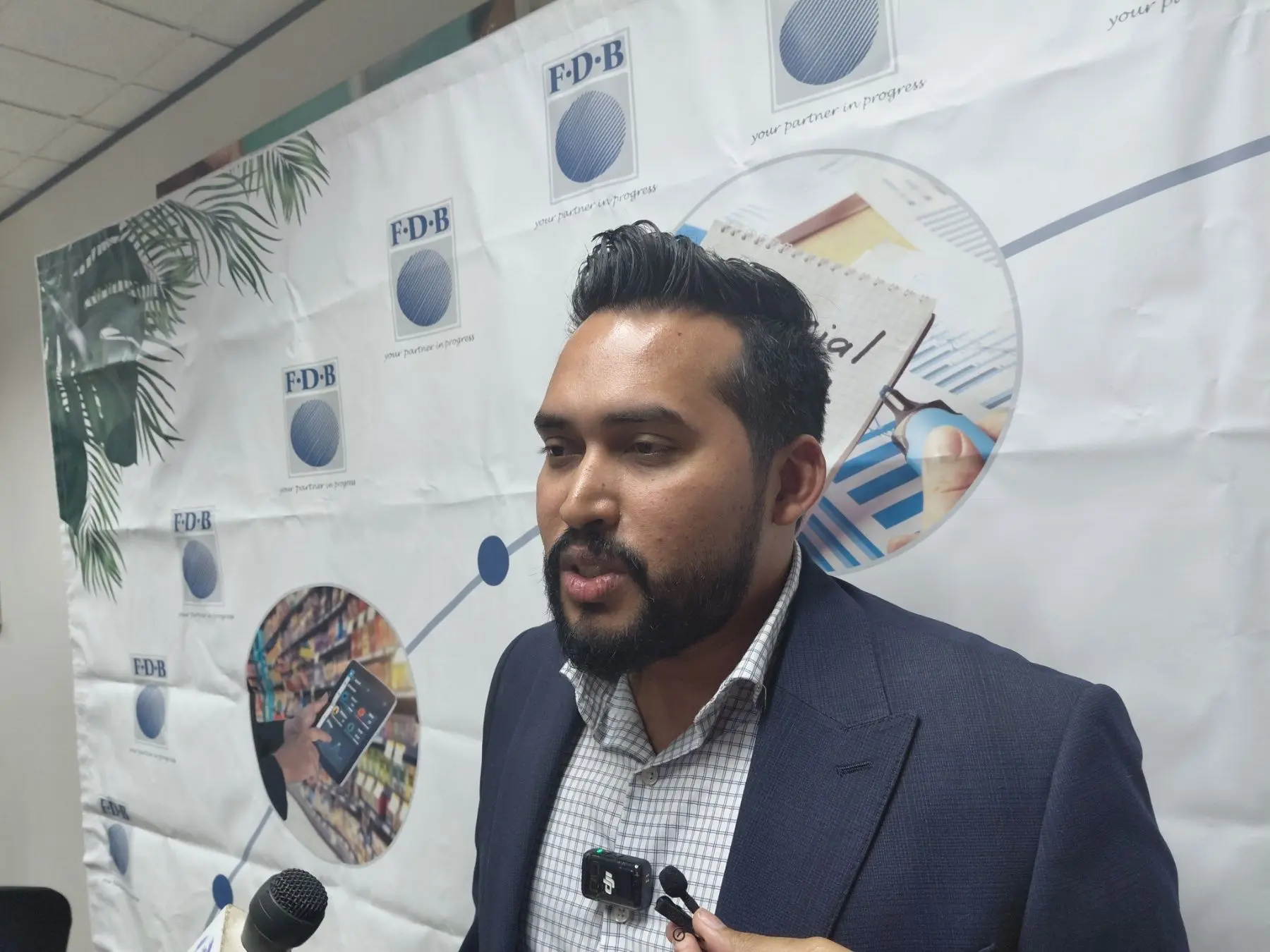 ThirdRoc director Shivnil Maharaj speaks to reporters after the launch of the Fiji's First AI Credit Assessment Pilot Project at the Fiji Development Bank (FDB) in Suva on November 13, 2025.