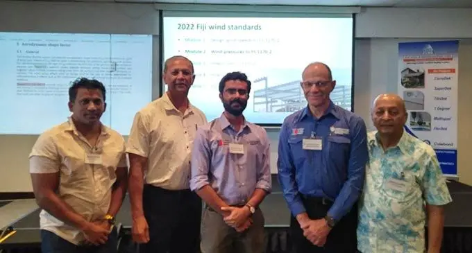 From left : Roveen Permal, Fiji Institute of Engineers president, Vijay Krishnan, Korah  Parackal , Geoffrey Boughton, Fiji Institute of Engineers vice poresident, Harmen  Lodhia. Photo: SOSIVETA KOROBIAU