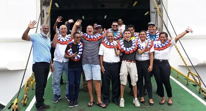 Goundar Shipping Limited crew members inside the new vessel Lomaiviti Princess IV on June 20, 2019. Photo: Wati Talebula
