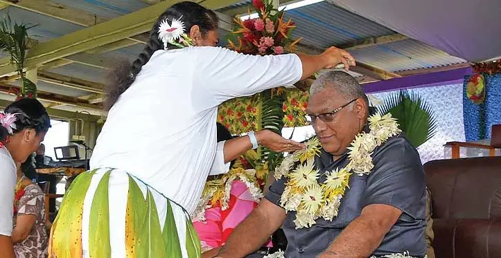 President Ratu Wiliame Katonivere is traditionally welcomed in Rotuma as part of the Rotuma Day celebrations on May 13, 2023. Photo: DEPTFO News