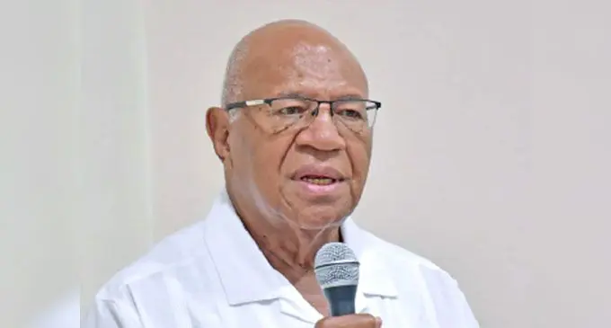 Prime Minister Sitiveni Rabuka during the funeral service of Diwan Chand Maharaj at the  Dignified Crematorium on November 20, 2024.  Photo: Office of the Prime Minister