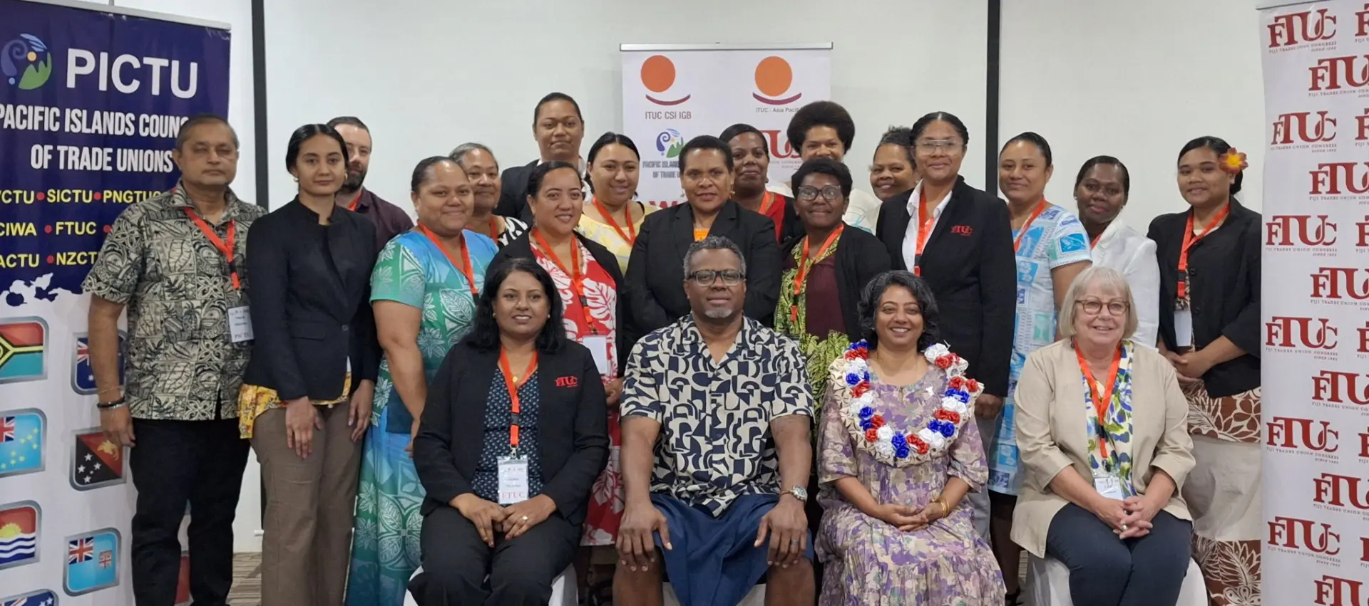 Minister for Women, Children and Social Protection Sashi Kiran with the delegates at the International Trade Union Congress/Fiji Trades Union Congress Women in Leadership Academy at the Nalagi Hotel in Nadi.