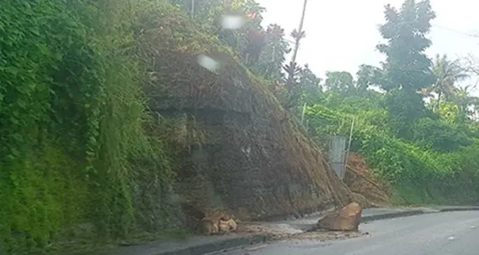 More than usual rain caused this minor landslide in Rewa Street yesterday morning. Photo: FRA