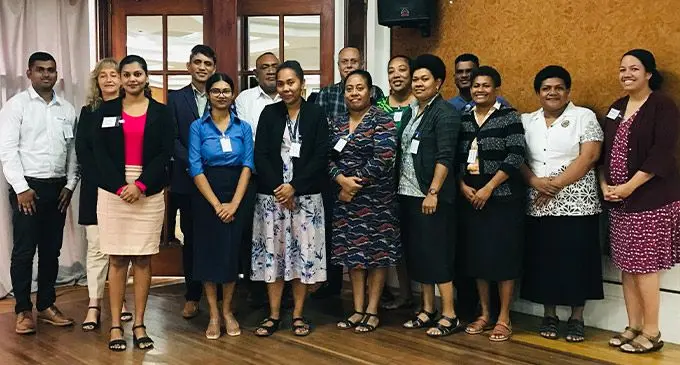Permanent Secretary of Commerce, Trade, Tourism and Transport Shaheen Ali (4th from left) with stakeholders at the Fijian  Code of Conducts for Tourism Operators Validation workshop at Southern Cross, Suva on August 29,2022. Photo: Laisa Lui. Photo: DEPTFO News