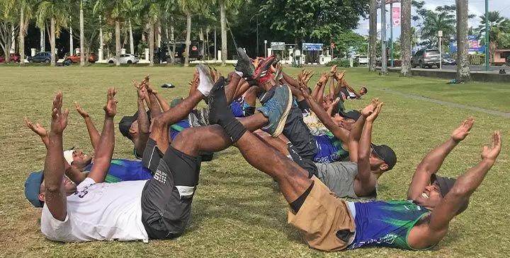 Topline Warriors players during their training session at Albert Park on June 18, 2025. Photos: Mere Ledua
