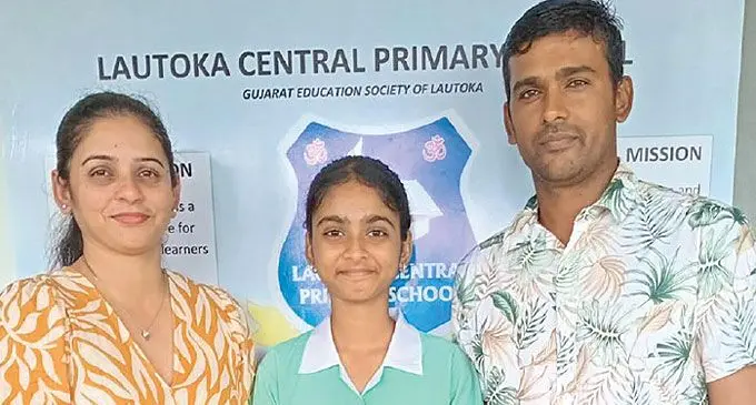 From left: Ashika Prasad (mother), Aanvi Prasad and Ronil Prasad (father).