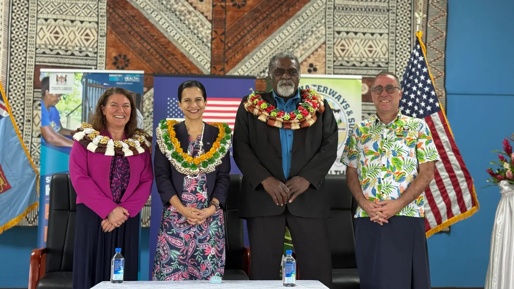 From left: US Chargé d’Affaires Christina Cavallo, Permanent Secretary for Health Dr Aalisha Sahukhan, Agriculture Minister Tomasi Tunabuna and US Senior Development Advisor Michael Glees.