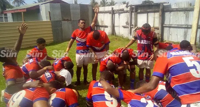 : Marist Brothers High School Storm Under-17 team prays after their semifinal win at Ratu Cakobau Park, Nausori, today. Photo: FSSRL