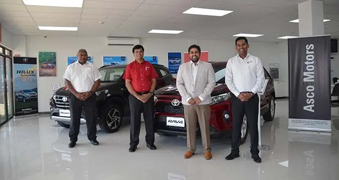 Left to right: Regional manager West – Maika Moce, dealership manager Lautoka - Subhas Chandra, chief executive officer / director – Toyota Tsusho (South Sea) Limited - Trading as Asco Motors– Craig Sims and Financial Controller and Company Secretary, Ronald Kumar.