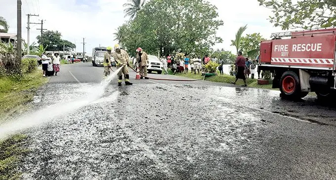 The scene of the fatal accident in Navua. Photo: Ronald Kumar