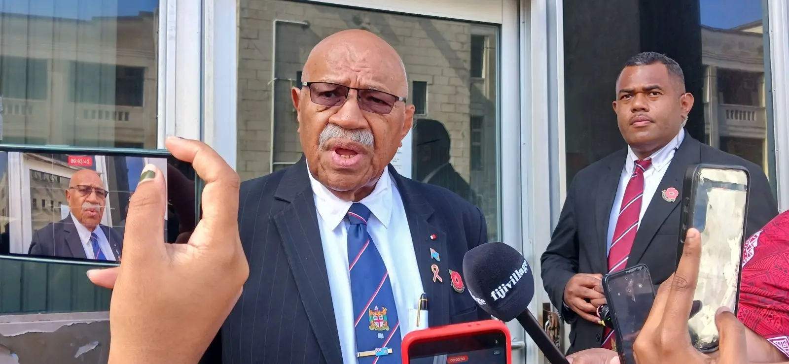 Prime Minister Sitiveni Rabuka speaks to the media this afternoon.