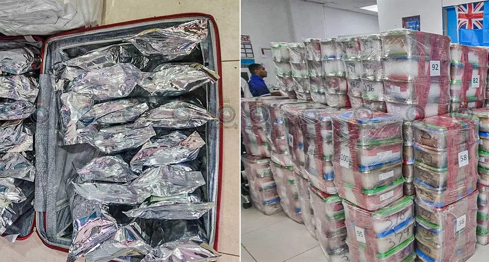 Drugs found in large containers and  Photo: Fiji Police