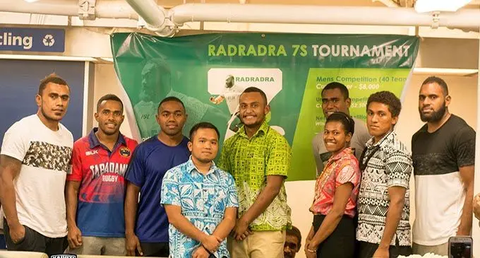 Rugby players (left-right) Eroni Sau, Terio Tamani, Waisea Nacuqu, Aminiasi Tuimaba (sixth from left) and Semi Kunatani (right) on their way to Taveuni. Photo: Radradra 7s
