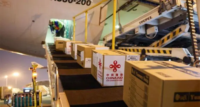 Emergency relief supplies with "China Aid" marks are transported onto a plane at Shenzhen Baoan International Airport in Shenzhen, south China's Guangdong Province, January 1, 2025. /Xinhua