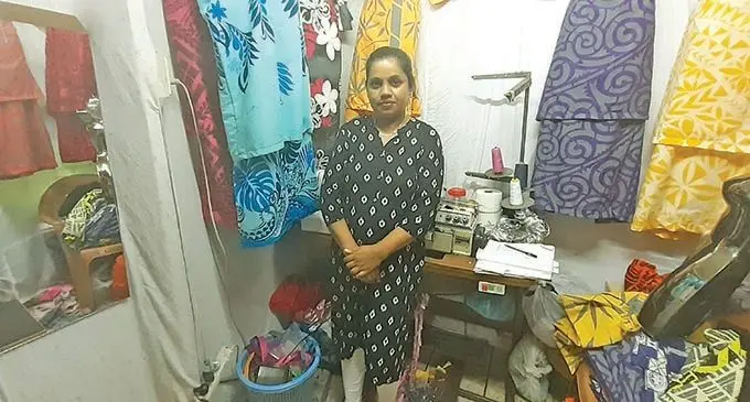 Samsun Nisha at her shop at the Flea Market in Suva.