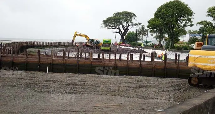 Work on the widening of the road along Queen Elizabeth Drive continues on June 24, 2020. Photo: Ronald Kumar