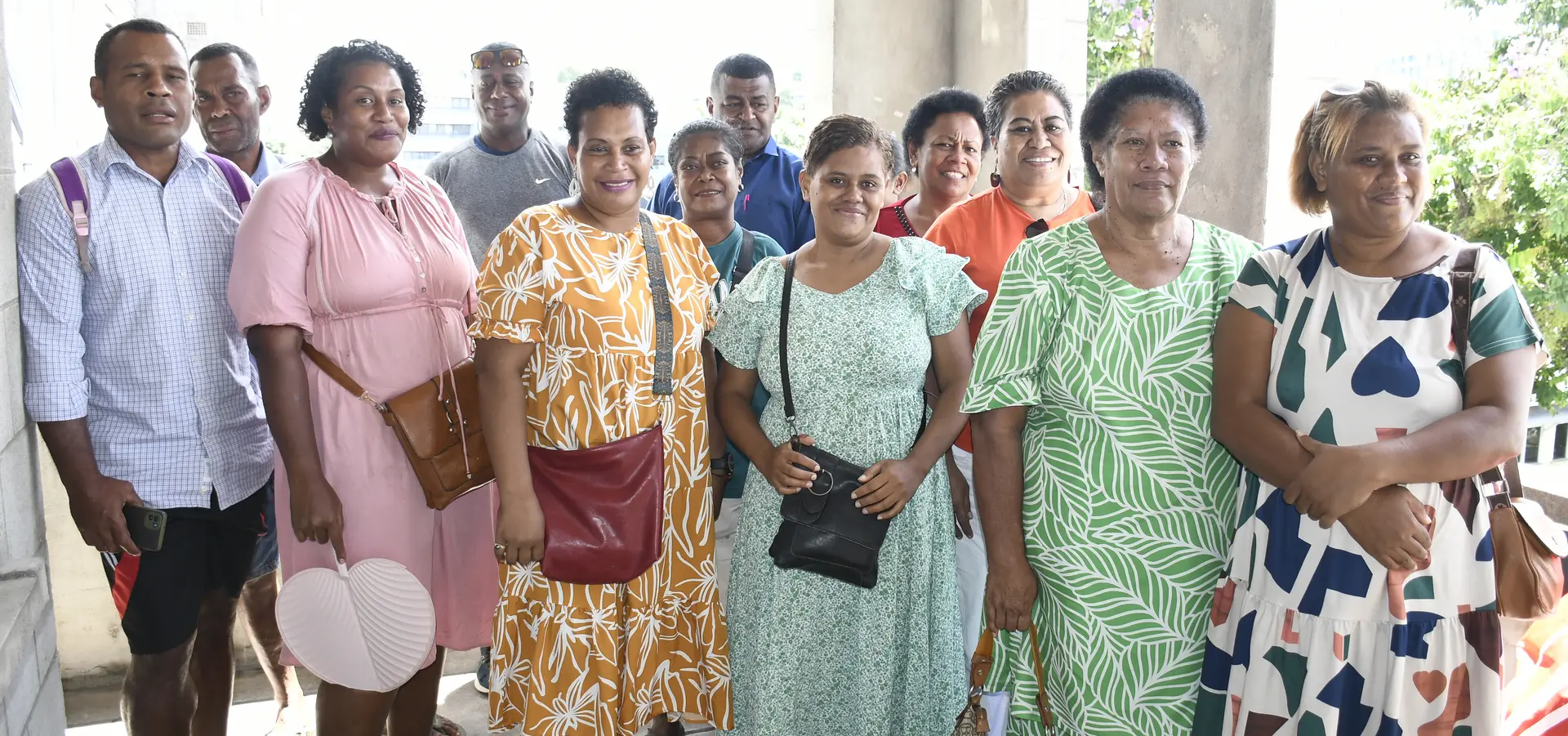 Family members of victims of the 2008 bus fire tragedy gather outside the High Court in Suva on March 20, 2026, remembering those who lost their lives and supporting those injured in the incident. 